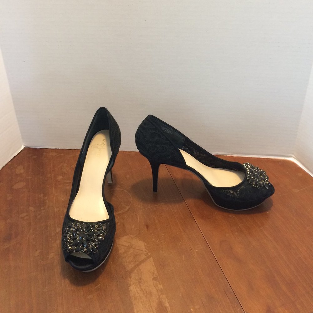 Size 10 Nine West Jaquita D'Orsay Lace Satin Heels